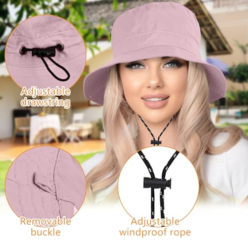 Packable Bucket Hats Women Adjustable Summer Lightweight Hat Foldable Beach Fishing Cap - Image 5