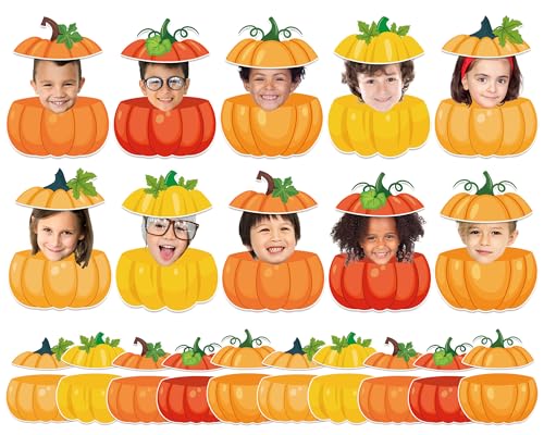 gisgfim 80Pcs Fall Pumpkin Cutouts Thanksgiving Fall Decorations Bulletin Board Autumn Paper Cut-Outs Classroom Decor for Boy Girl DIY Craft Photo Wall Kindergarten Preschool Party Favor Supply