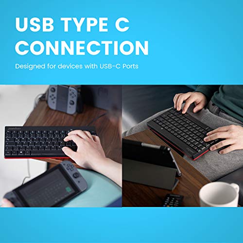 Perixx PERIBOARD-422 有線 usb c ケーブル ミニキーボード usb-c/type-c/typec 接続 ブラック テンキーレス の商品画像 2