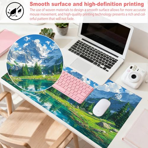 Image of Nuxovilar Mountain Lake Large Mouse Pad Gaming Mouse Pad Polyester 11.8x31.4 Inches for Home, Studio, Office, Serene Decor for Nature Lovers
