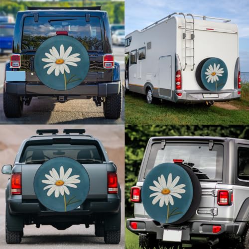 Image of Spare Tire Cover for RV Trailer, Flower Daisy Tire Covers Universal Fit for Travel Trailer Camper Jeep RV SUV Truck Waterproof Wheel Cover (16 inch for Diameter 29 inch - 31 inch)