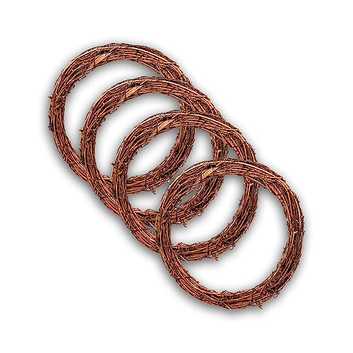 Grapevine Wreath Set, Marrywindix 4 Pieces Natural Vine Branch Wreath Christmas DIY Rattan Wreath Garland for Christmas Holiday Craft Wedding Decor (10 in.)