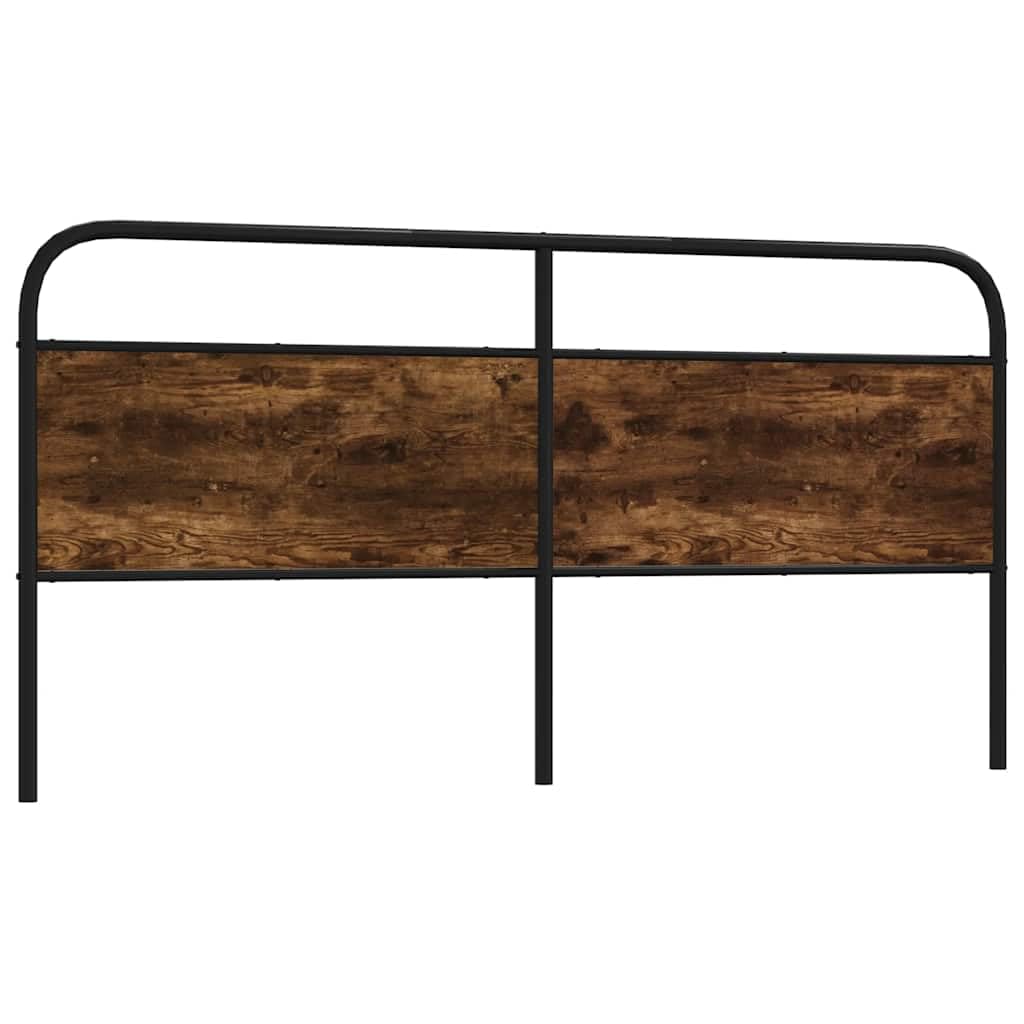vidaXL Cabecero de Acero y Madera de ingeniería Roble Ahumado 180 cm