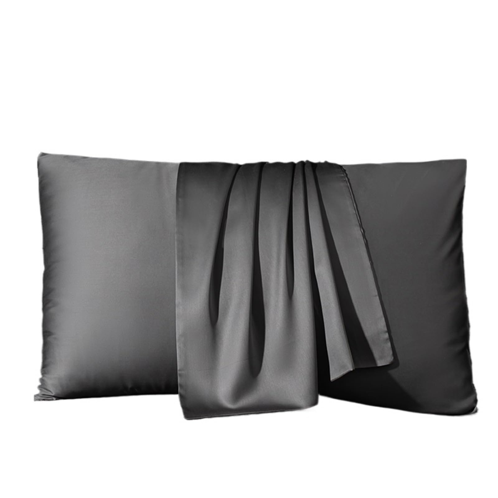 2PCS Real Mulberry Silk PillowCase Pillow Case Protect Skin Pillowcase Bedding Cases Cover for Bedding(Grey,50x75cm 2pcs)
