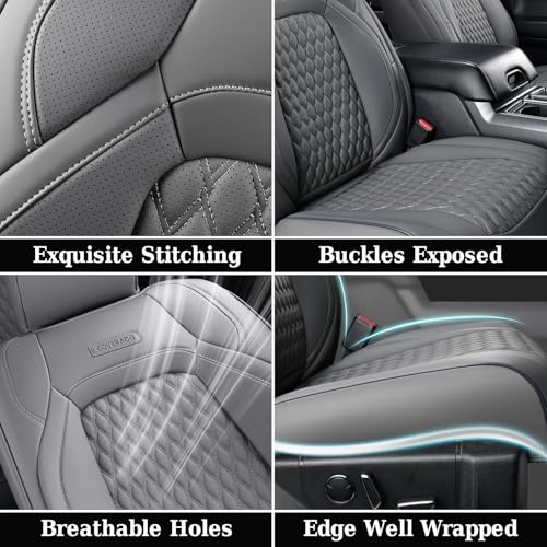 Image of Coverado JK Seat Covers for Jeep Wrangler, Leather Front Seat Covers for Automotive Truck Wrangler Seat Covers Custom Fit for 2013-2017 Jeep Wrangler 2-Door /4-Door, Full Coverage Seat Cushion(Gray)
