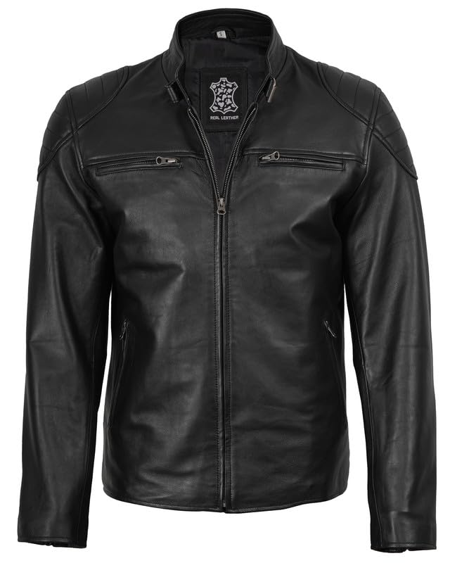 Image of Decrum Real Lambskin Leather Jackets for Men with Zipper Closure