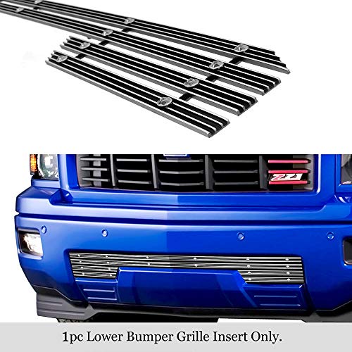 Image of APS Compatible with Chevy Silverado 1500 2014-2015 Lower Bumper Aluminum Chrome Polished Wide Channel with Rivet Studs Billet Front Grill Grille Insert C65990F