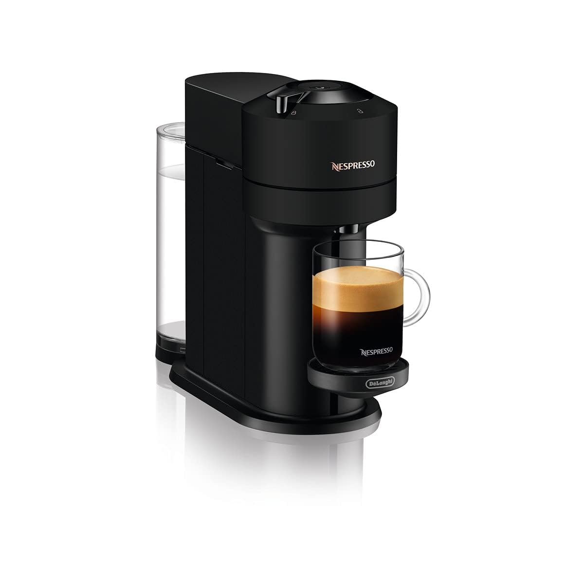Nespresso De'Longhi Machine à Café Vertuo Next Noir Mat, Capsules café Vertuo seulement, Technologie Centrifusion, 5 Tailles de Tasses + Kit de Bienvenue, Design Moderne, Arrêt Automatique, ENV120.BM