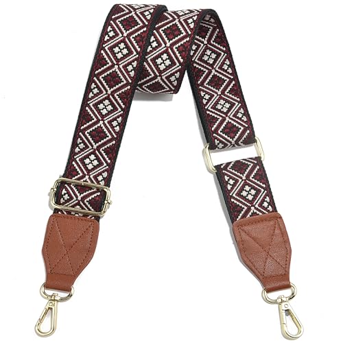 Image of Purse Strap,1.5 inch Leather End Shoulder Strap Adjustable Replacement,Retro Multi-Pattern Crossbody Bag Straps