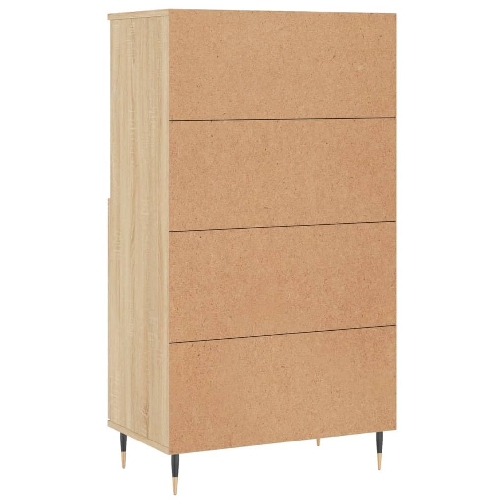 Highboard dąb Sonoma 60 x 36 x 110 cm, materiał drewnopochodny z metalowymi nóżkami, kredens do salonu, komoda z szufladami, szafa, schowek, szafa na ubrania, alternatywna, komody i kredensy