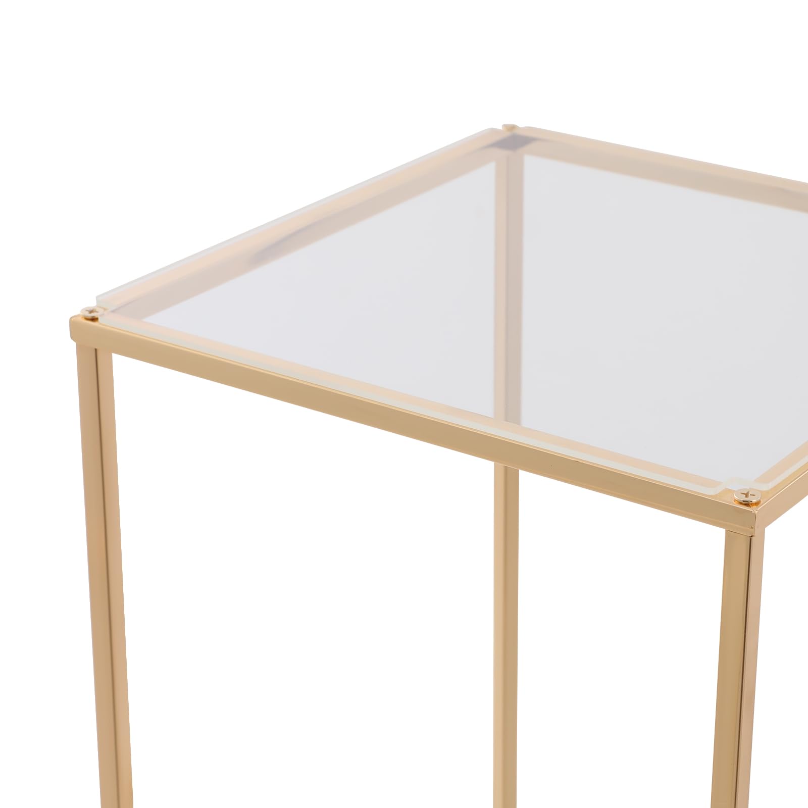 2 metalowe stojaki na kwiaty, 80 x 28 x 28 cm, kwadratowy regał na kwiaty z przezroczystymi panelami, obciążenie 3 kg, dekoracja na wesele, imprezę