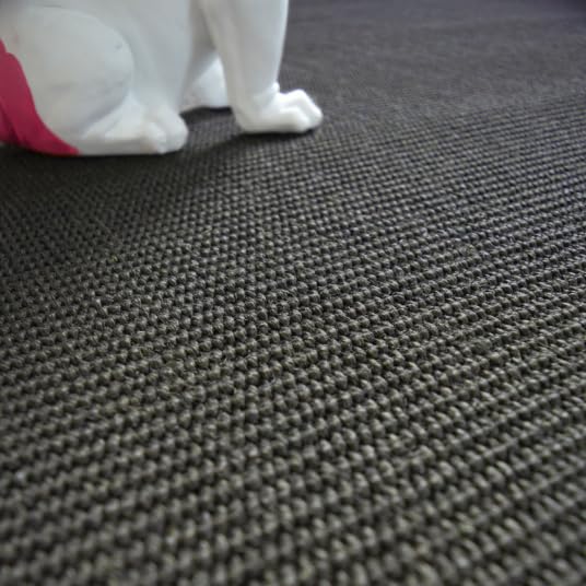 Decoweb Tapis sisal Yucatan Anthracite - Ganse Coton Noire - 200 x 200 cm