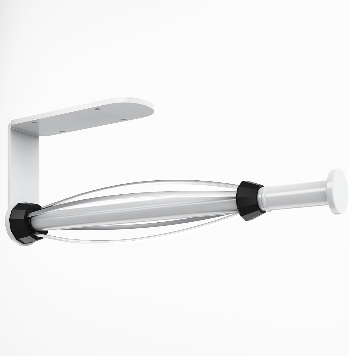 Product image of Fixwal Paper Towel Holder Under Cabinet, Single Hand Operable Wall Mount Paper Towel Holder with Damping Effect, Bend-Resistant, Self-Adhesive or Drill Mounting for Kitchen Bathroom, White