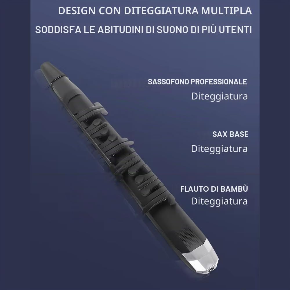Coolmusic Mini strumento a fiato digitale per sassofono con 3 sensibilità di soffiaggio, aerofono digitale