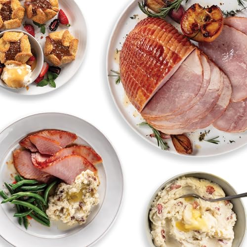 Omaha Steaks Thanksgiving Duroc Ham Dinner (Duroc Boneless Country Ham, Smashed Red Potatoes, Steakhouse Creamed Corn, Green Beans in Butter Sauce, Caramel Apple Tartlets, Baguettes with Garlic Butter Sauce) Serves 5