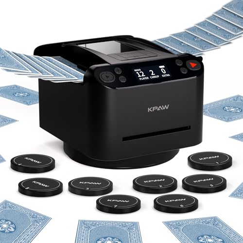 CARDSPIN 2-in-1 Automatic Card Shuffler & Dealer – Supports 12 Players, 8 Wireless Remotes, Built-in Game Rules, UNO, Rummy, Blackjack, Adjustable Shuffling Speed & Dealing Distance, 360°/180° Deal