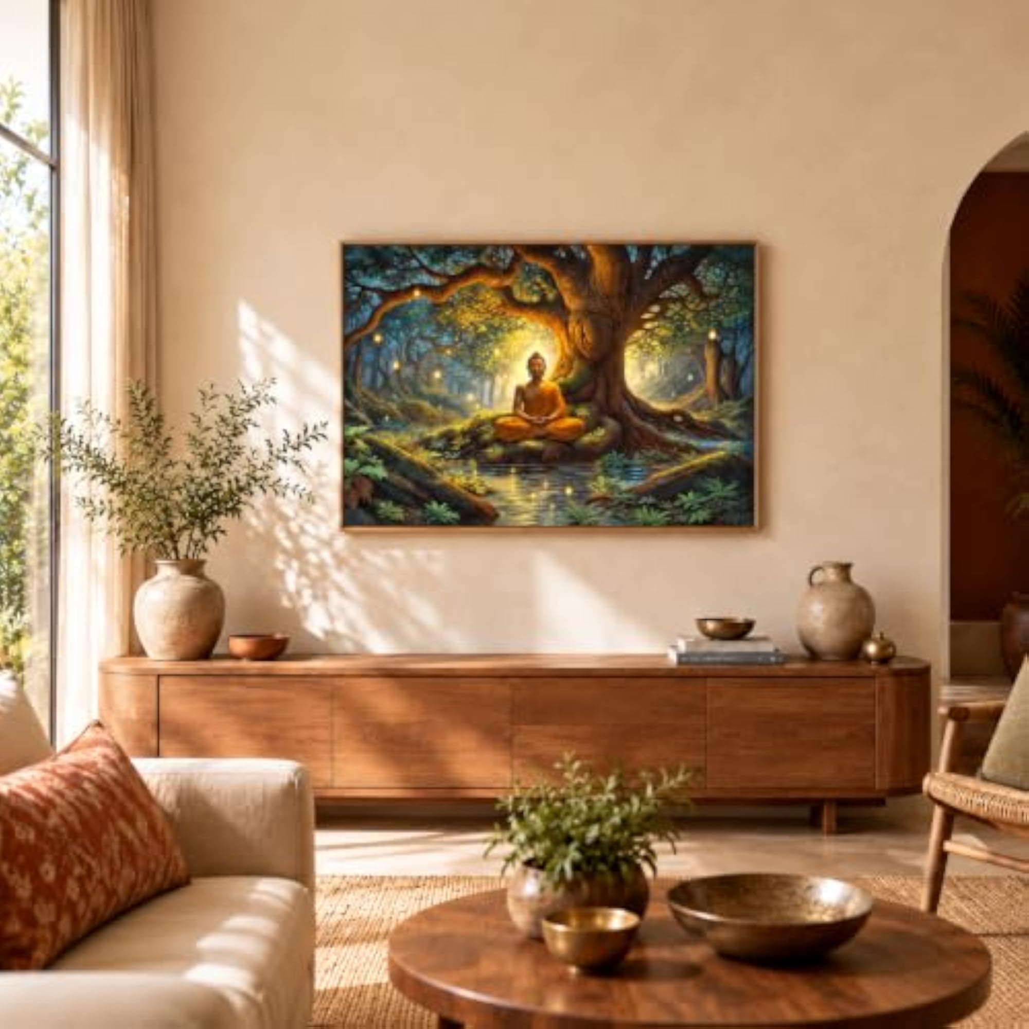 Buddha Forest Meditation Canvas Painting 24x36
