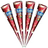 HANUMAN STORE Lot de Cone de henné par 4 x 25g - Couleur naturelle marron orangé coloration semi permanente 4 szt 100% Naturelle