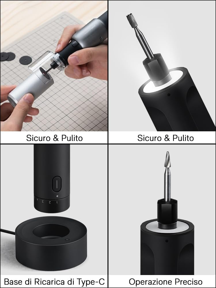 HOTO Mini Trapano Elettrico Senza Fili, 25000 RPM, 5 Velocità, Ricarica USB-C, 35 Accessori