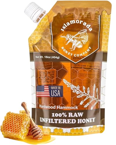 Raw Honey Organic Unfiltered, 16oz Pouch - Unpasteurized Hardwood...