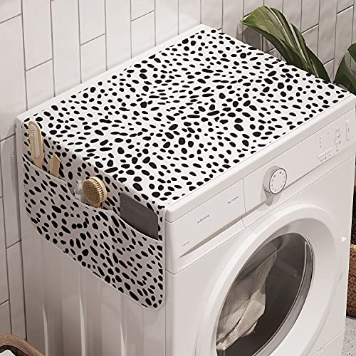 Lunarable Bison Washing Machine Organizer, Repeated Furry American Buffalos Sketch Designed in Vintage Style, Anti-slip Fabric Cover for Washers and Dryers, 47" x 18.5", Champagne and Charcoal Grey