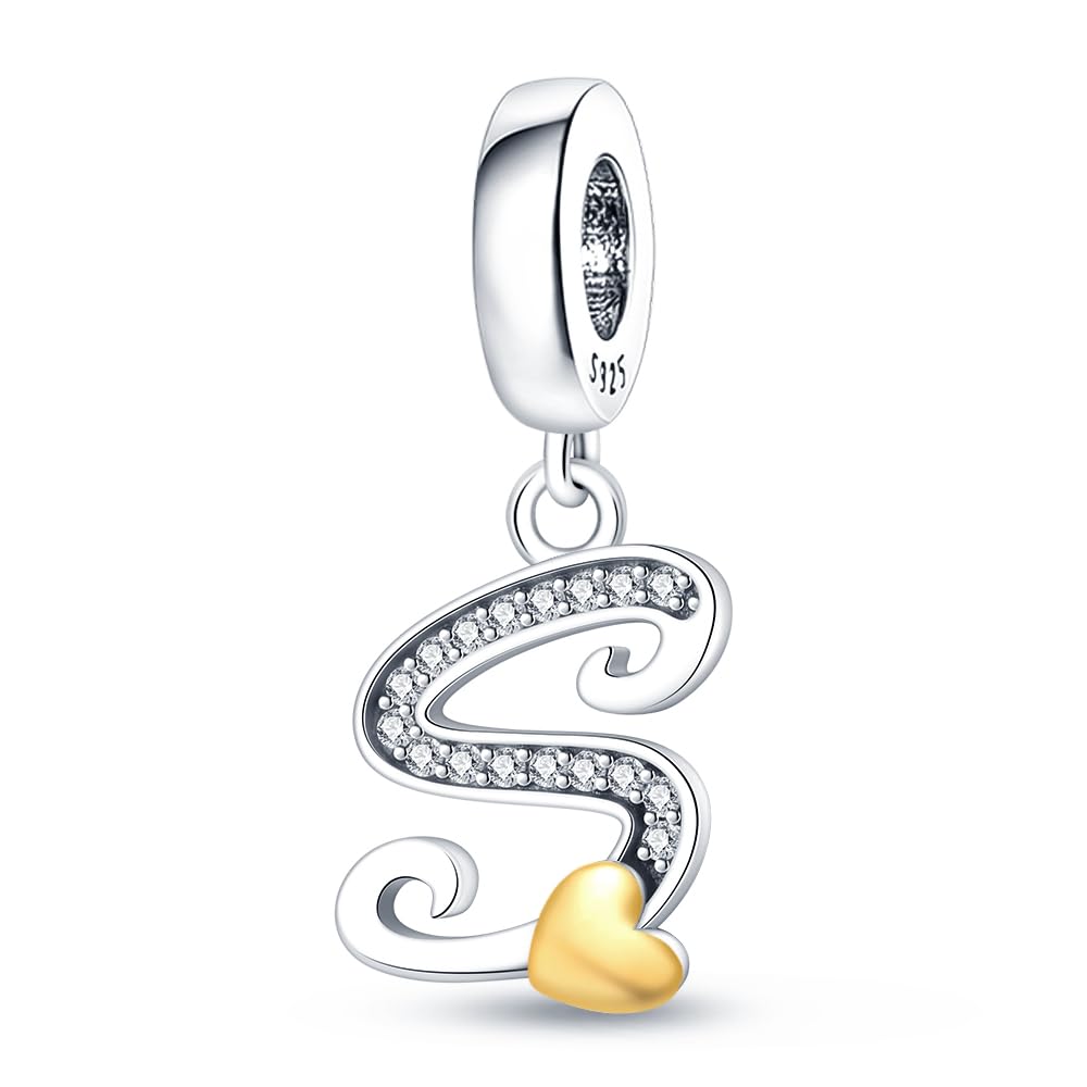 LONGLUCK Complete A~Z Alphabet Charm Letter Beads Solid 925 Sterling Silver fits European Bracelets Necklace Women Jewelry Gift Options