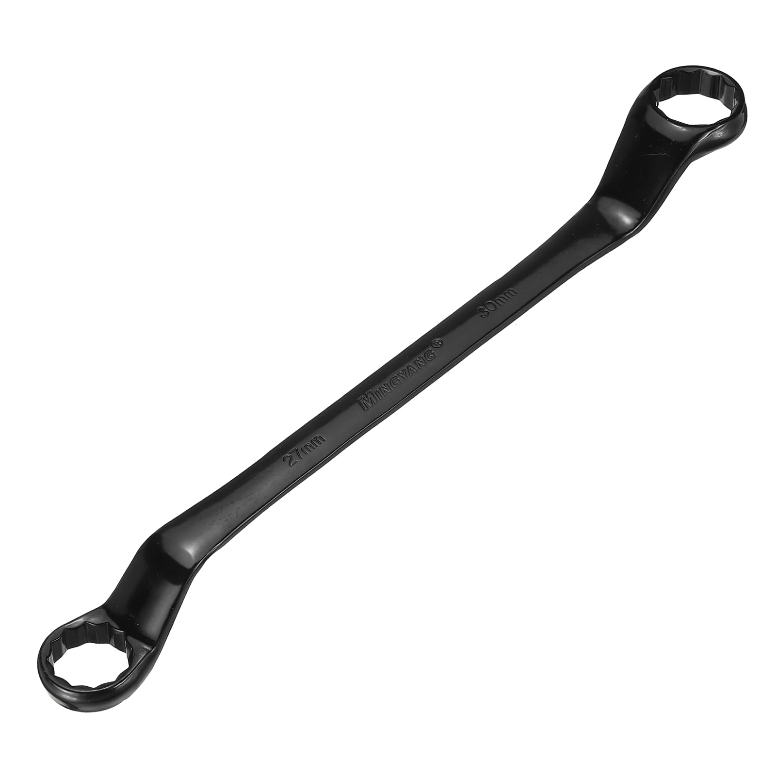 sourcing map 45 Degree Offset Box End Wrench 27mm x 30mm Metric 12 Point Chrome Vanadium Steel Double Box Wrenches Long Industrial Grade Torx Box Wrench Repair Tool, Black