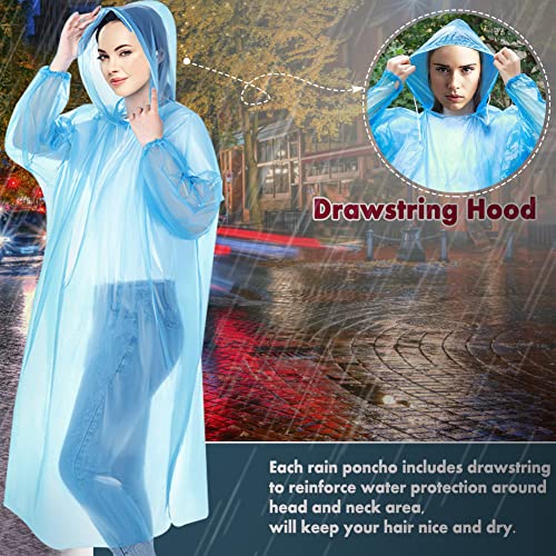 5 stuks wegwerp regenponcho's - one size regenponcho waterdichte noodregenjassen regenponcho volwassen regenjassen met… - Image 6