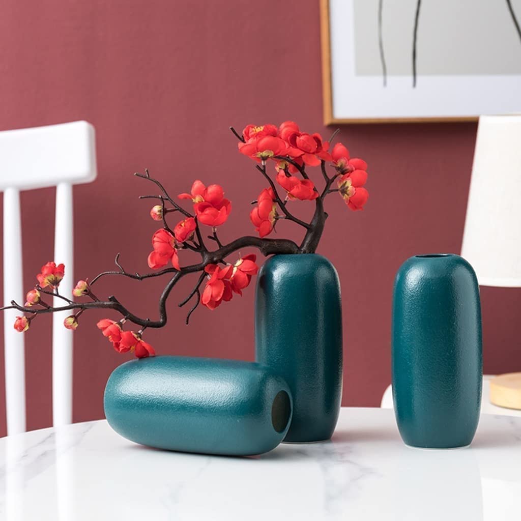 AAPIE Vaso di Fiori retrò Vasi in Ceramica per Fiori Vaso Verde Scuro per scrivania Accessori Decorativi per la casa (15,5 x 7,3 cm)