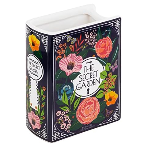 Steel Mill & Co Original Book-Shaped Decorative Vase, Ceramic Vases for Home Decor, Cute Bookshelf Decor, Unique Vase for Book Lovers (Small - Secret Garden) Cover