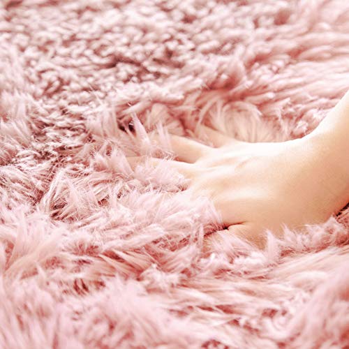 Staolene Ultra Soft Faux Fur Sheepskin Pink Bedside Rug Area Rug Indoor Fluffy Shag Washable Rug For Bedroom Floor Sofa Living Room #TOP2