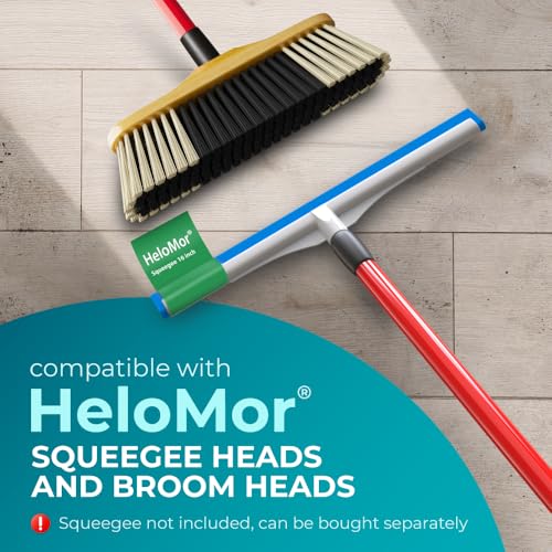 Image of HeloMorSqueegee Broom Scrubbing Brush with Telescopic Long Handle for Garage, Patio, Deck, Tile and Shower (59 Inch (Metal Broom Handle))