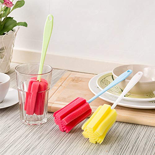 CYSJ 6 Stück Flaschenbürste Schwamm, Flaschen-Reinigungsbürste mit Langem Plastikgriff-Schalen-Bürsten, für Babyflasche… – Bild 7