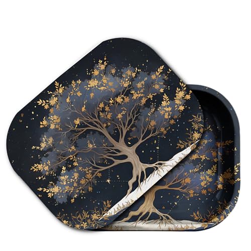 Small Metal Tray with Magnetic Lid, Cute Decorative Tray, Ideal Storage for Home or Travel, 7 x 5.5 Inches (Black Brown)