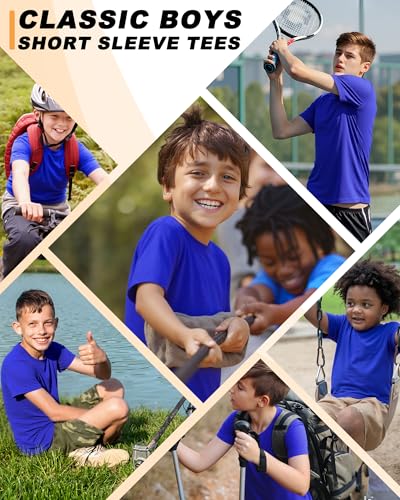 Image of Boys Shirts Athletic Dry Fit Neon T Shirts Short Sleeve Kids Youth Moisture Wicking Quick Dry Sports Training Performance Tee