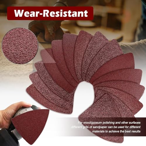 Image of 156Pcs Oscillating Tool Sanding Pads Kit, 3Pcs Triangle Sanding Pads and 3Pcs Finger Sanding Pad, 150Pcs Multitool Sandpaper Set, Grit Fit for Finishing Wood Sanding