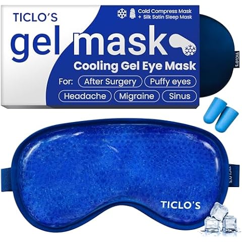 Cooling Eye Mask | Gel Eye Mask for Migraines, Dry Eyes, Puffiness, Dark Circles| Reusable Cold Eye Mask| Eye Ice Pack After Surgery| Bead Ice Face Cold Therapy Compress Sinus |Headaches|Sleep Mask Cover