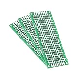 CARACTERÍSTICAS - Las placas proto son gruesas y de doble cara. Los orificios chapados están preestañados/precobreados y son muy sólidos, lo que los hace muy fáciles de soldar los componentes.
