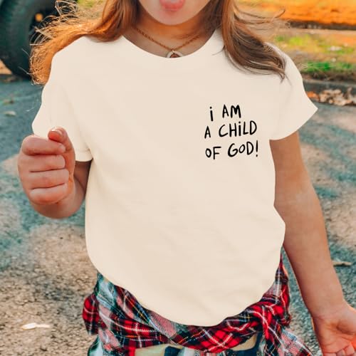 Image of KEEVICI Cute I Am A God of Child Shirt Girls Graphic Tees Christian T Shirts for Kids Jesus Religious Faith Cotton Summer Top
