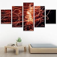 SIGNWIN 5 Panel Canvas Wall Art Abstract Colorful Hallway Industrial Lights Modern Artwork for Home Decorations Ready to Hang - 60