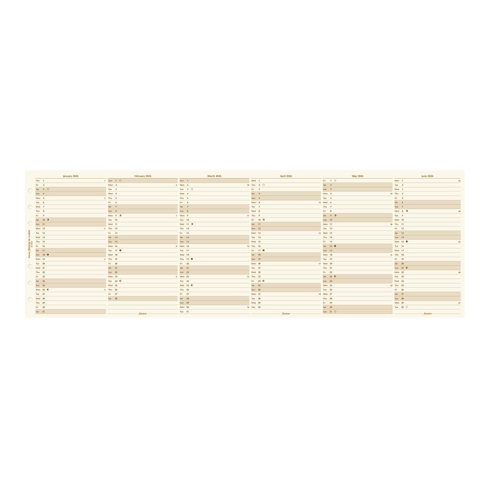 Filofax Kalender-Tagebuch-Nachfüllpackung, persönliche/kompakte Größe, vertikaler Jahresplaner, Baumwollcremepapier, Englisch, 2026 (C68408-26)
