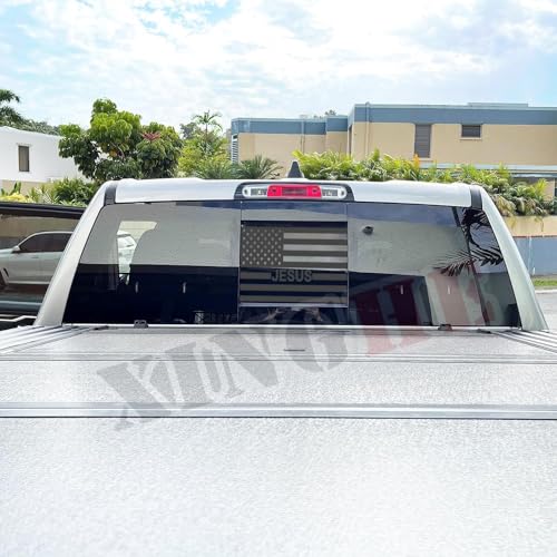 Image of Xinghe for Chevy Silverado GMC Sierra Chevrolet Colorado, Rear Middle Window American Flag Decals Stickers (Black Jesus, for 2004-2018 Sierra Silverado)