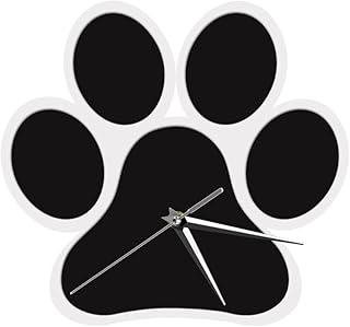 The Geeky Days Dog Paw Design Black Wall Clock 3D Wall Clock Dog Foot Theme Decorative Time Clock Creative Modern Home Decor Animals Wall Clock