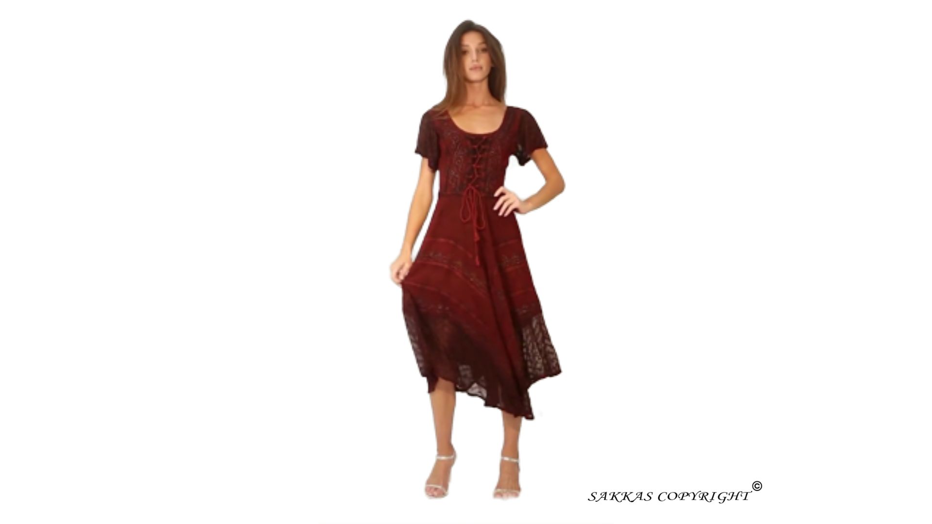green emerald velvet dress Sakkas 1322 Marigold Embroidered Fairy Dress - Black