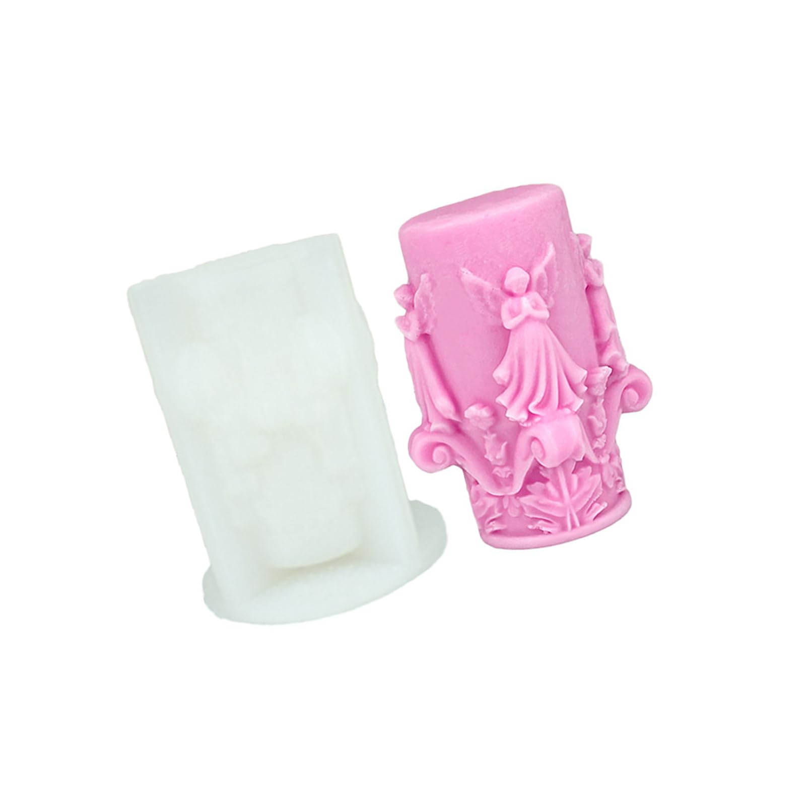 Osniyaw Girls Multicolor Wing Embossed Cylinder Candles Silicone Mould For Resin Casting Soap Wedding Decoration Festival