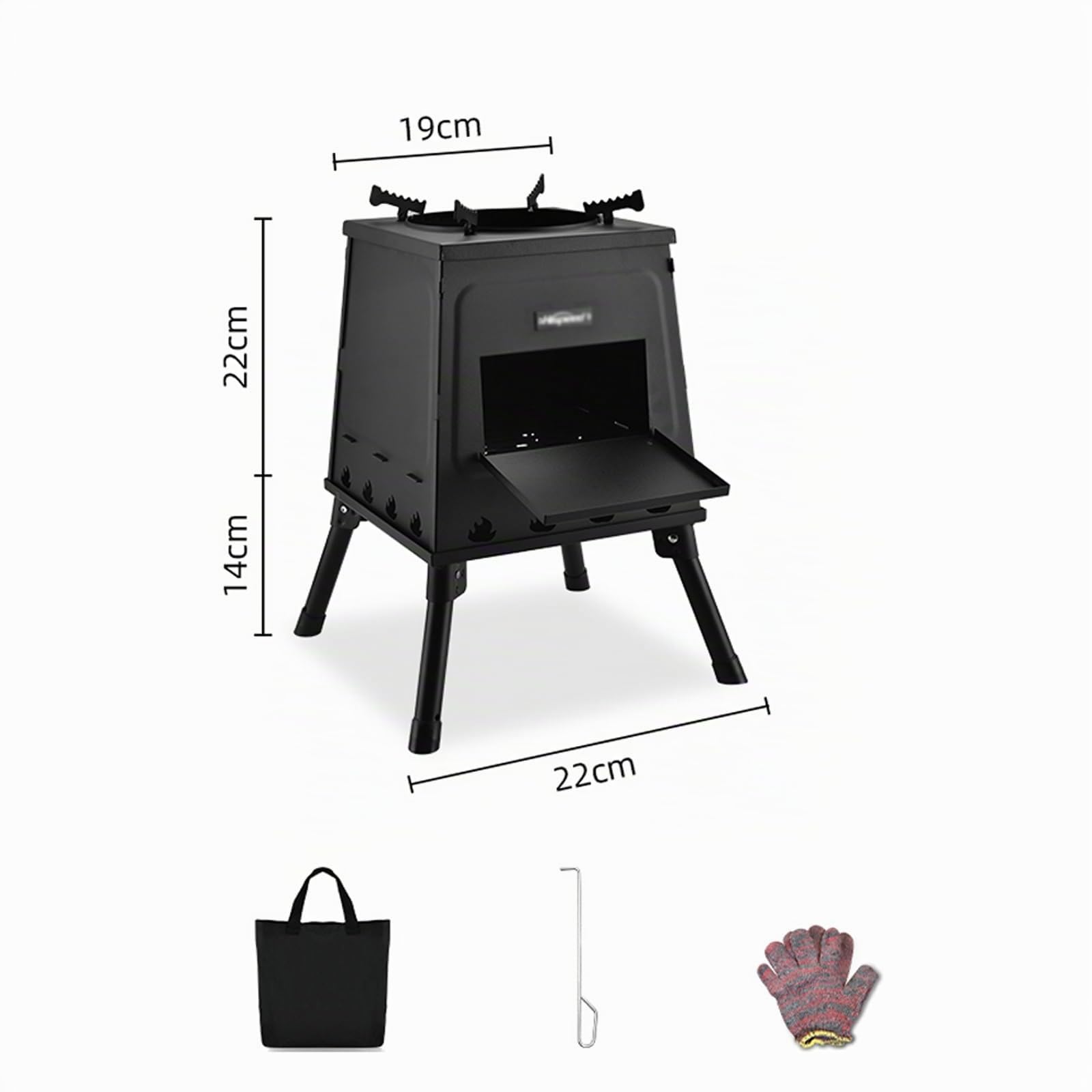 Stufa a Pellet Senza Canna Fumaria da Interno Con Design Pieghevole, Piccola e Portatile per Tenda e Campeggio - Facile da Trasportare (22 * 36cm)