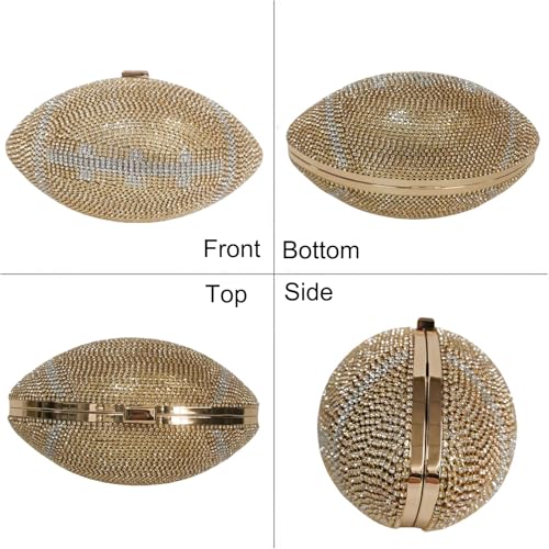Image of Women Rhinestone Football Shaped Handbag Chain Crossbody Shoulder Bag Football Purse | Rugby, Unique, Novelty, Football