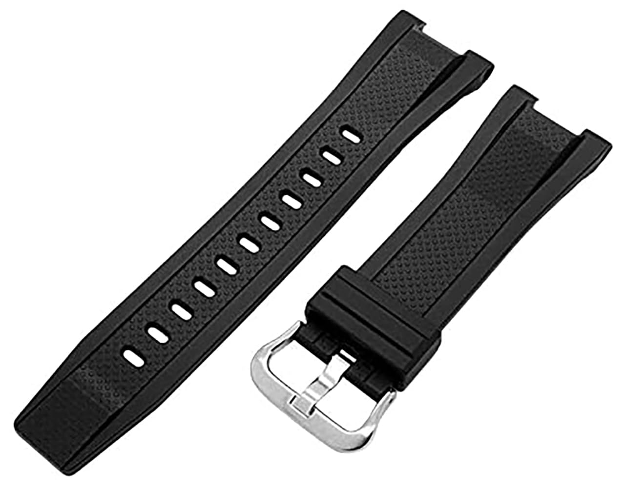 EwatchAccessories Replacement PU Rubber Black Resin Watch Band Strap With Stainless Steel Silver Buckle (B0C8HHL5BB) Amazon Price History, Amazon Price Tracker