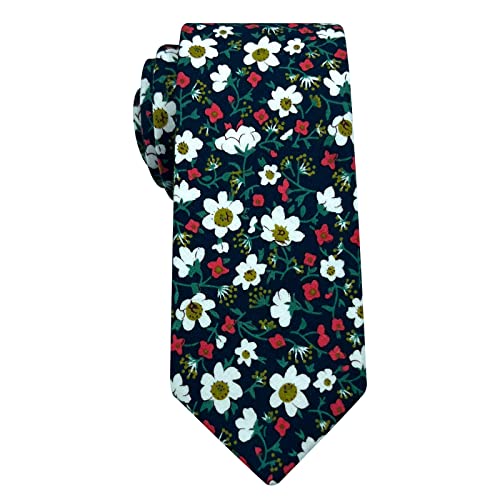 Image of Mantieqingway Floral Ties for Men Skinny Cotton Tie Flower Necktie