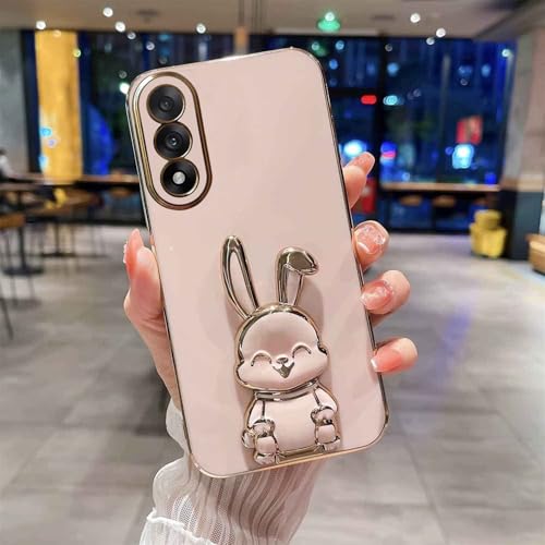 Image of KC Back Cover for OnePlus Nord 5 - Hidden Rabbit Folding Bracket Kickstand Electroplated Soft Silicone Camera Protection Case - Pink